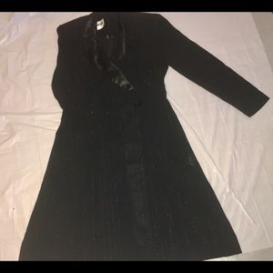 Women’s- Leslie Fay Black Pinstripe Tuxedo Dress